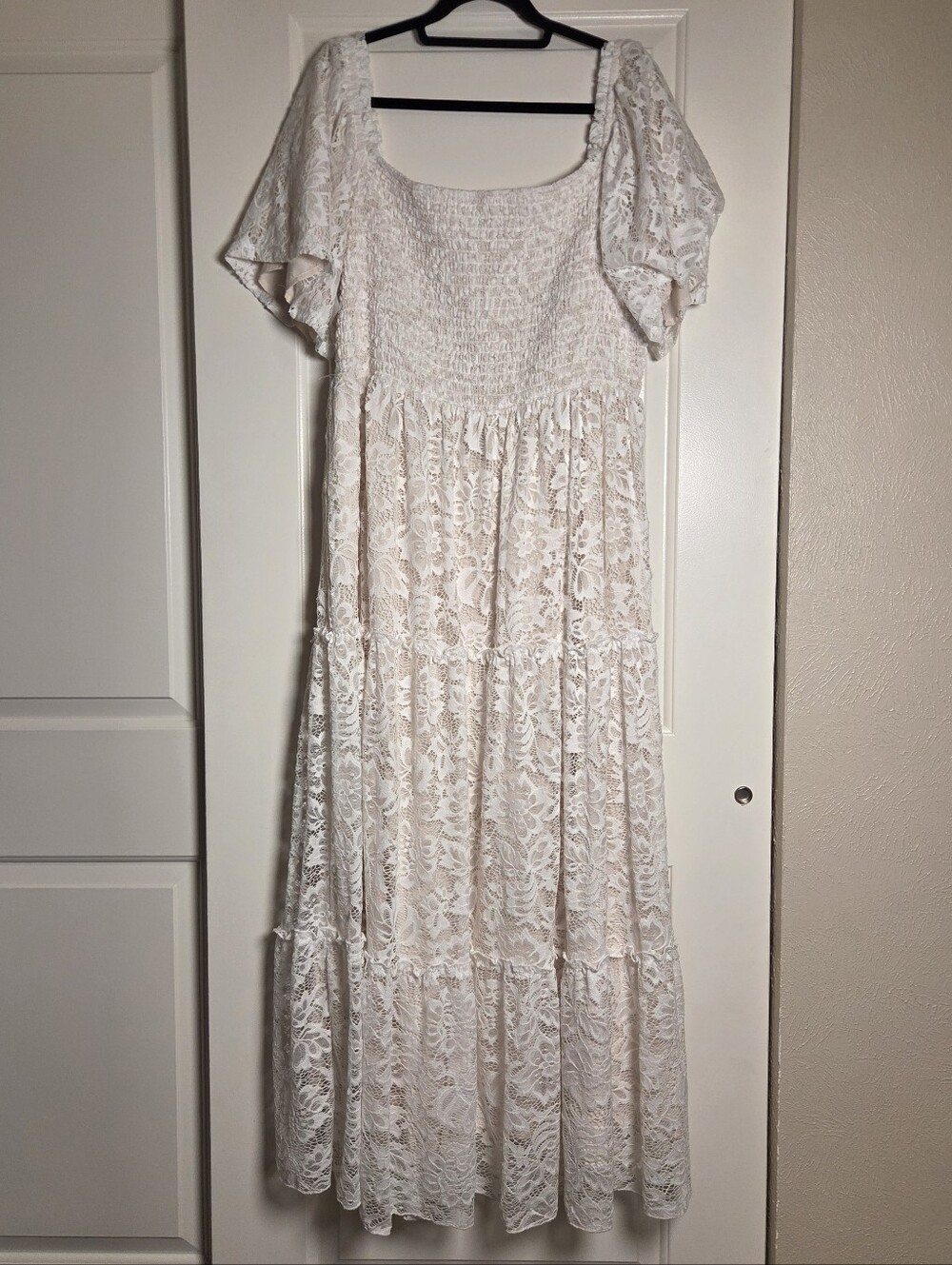 Baltic Born Aspen Smocked Lace Maxi Dress Summer Wedding Romantic White 3XL - Picture 3 of 10